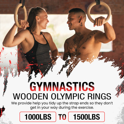 Wooden Gymnastics Rings for Core Workout and Full Body Training