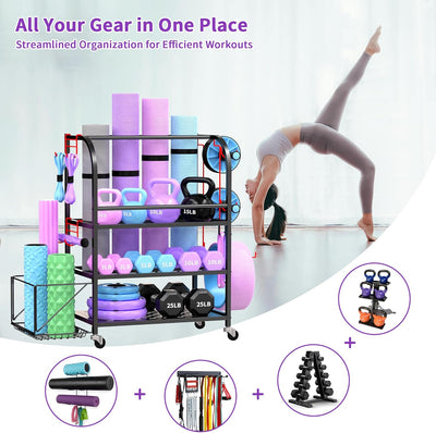 Flexi Muscles - Multi-Purpose Home Gym Equipment Storage Rack