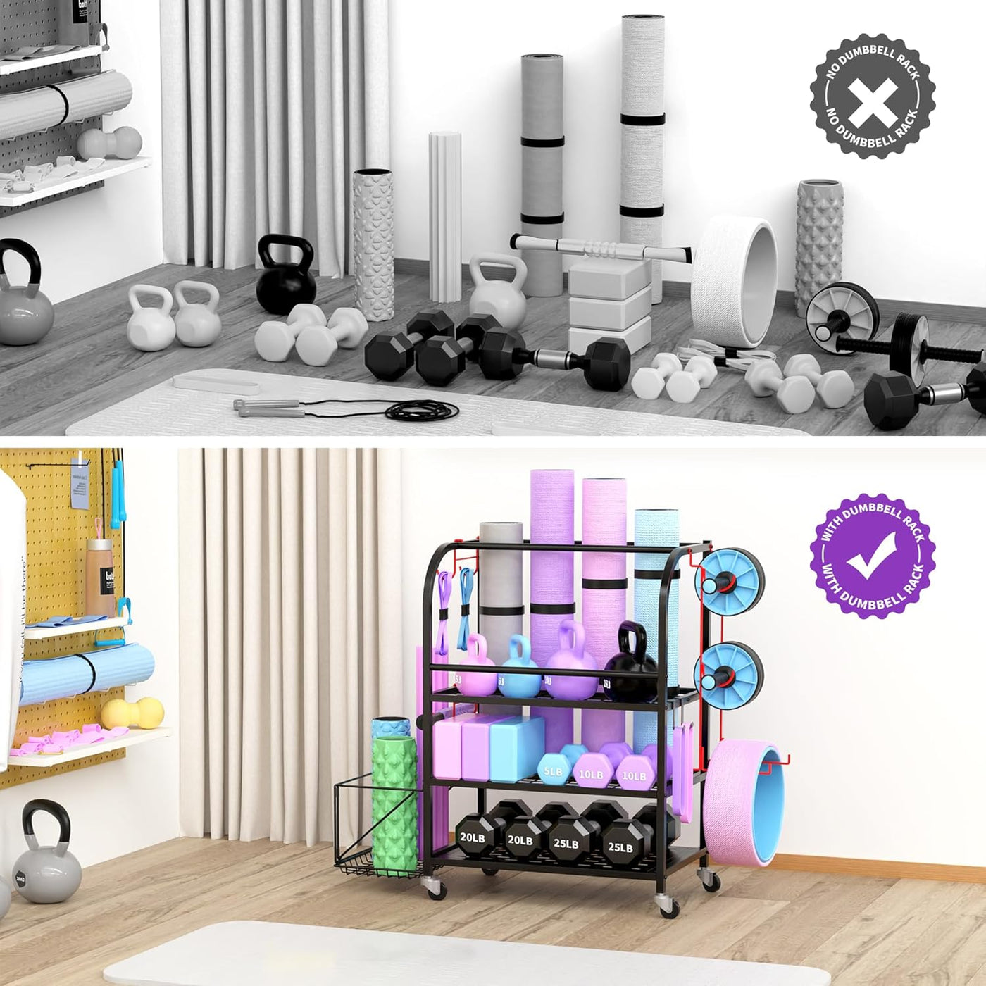 Flexi Muscles - Multi-Purpose Home Gym Equipment Storage Rack