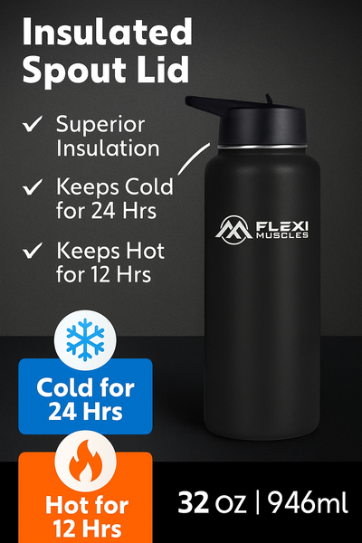 32oz(946ml) Insulated Stainless Steel Sport Water Bottle with 3 Lids.
